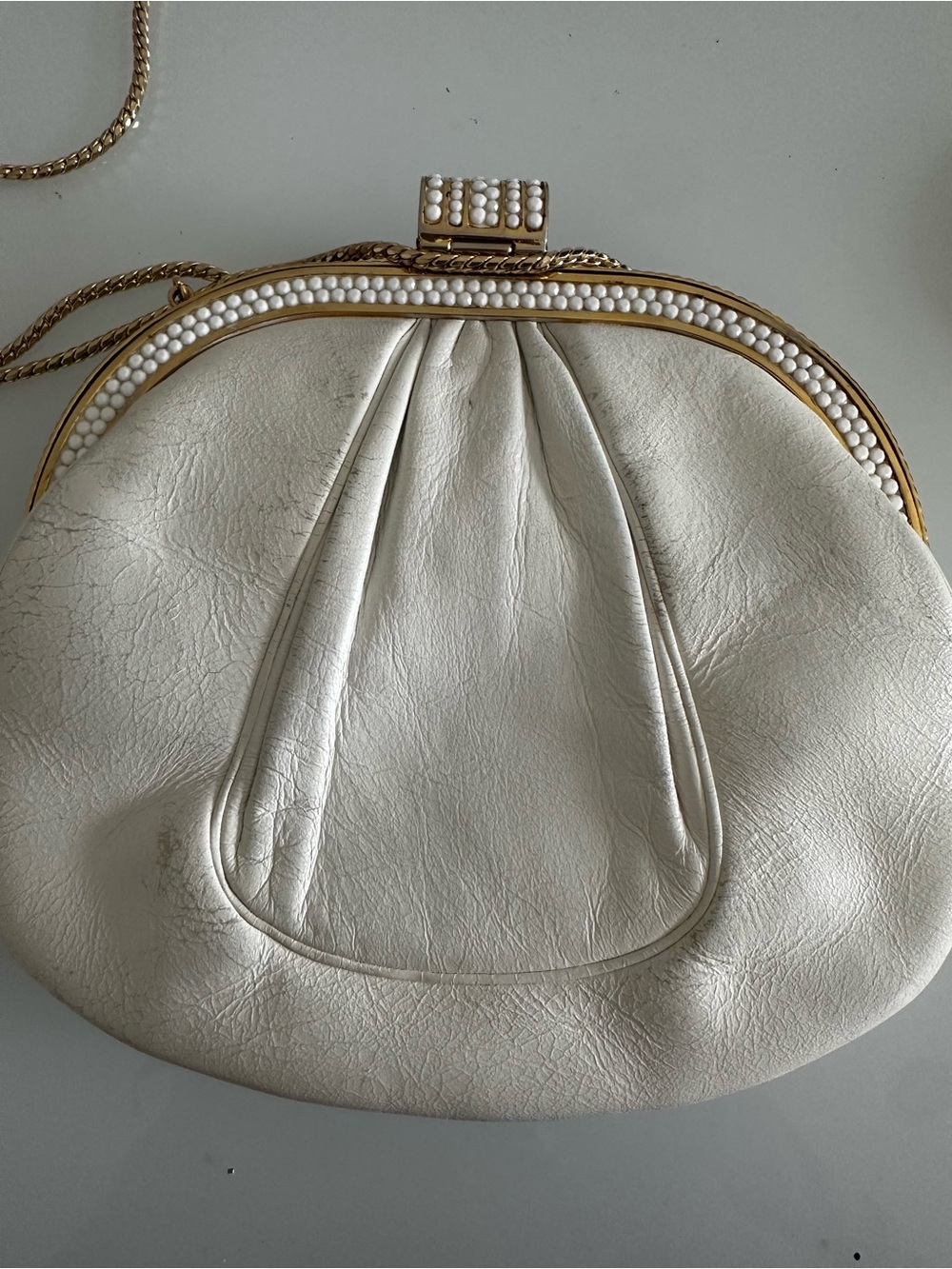 VINTAGE JUDITH LEIBER CLUTCH EVENING SHOULDER BAG with GOLD CHAIN & FRAME - Picture 3 of 5